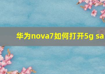 华为nova7如何打开5g sa